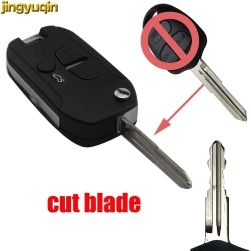 Jingyuqin Cut Blade 3 Button Remote Car Key Shell Case Cover Fob for Mitsubishi Lancer CJ Housing (Left Groove Blade)