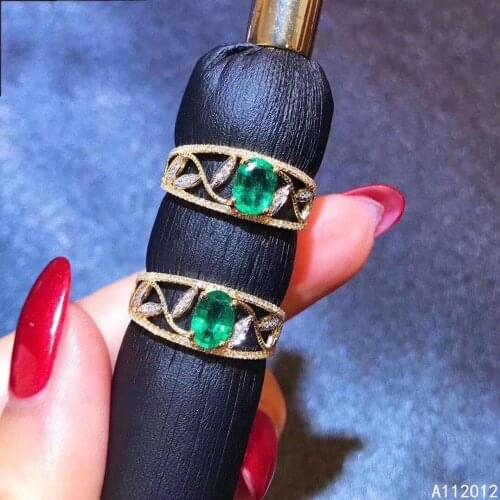 KJJEAXCMY fine jewelry S925 sterling silver inlaid natural Emerald new girl fashion ring support test Chinese style