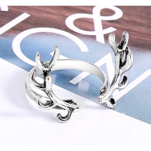 Boho Deer Antler Finger Ring Shellhard Fahion Open Adjustable Rings Female Anillos Mujer Trendy Jewelry Gift