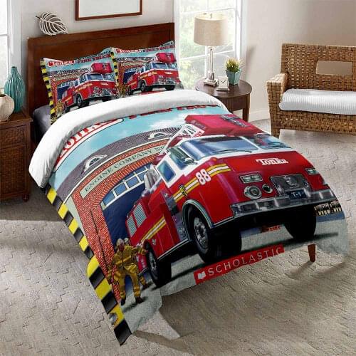 3D Printed fire truck Duvet Cover Set For Kids 2/3pcs Single Queen King Bedclothes Bed Linen Bedding Sets No sheet SJ400