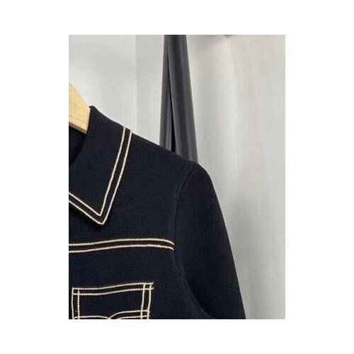 Spring 2021 New Short Knitted Sweater Long-sleeved Turn-down Collar Women Cardigan