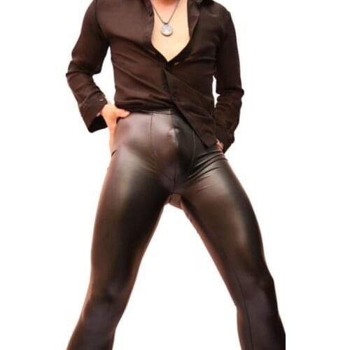 Personality Sexy tight waterproof faux leather trousers mens pants mens feet trousers fashion pantalon homme street novelty