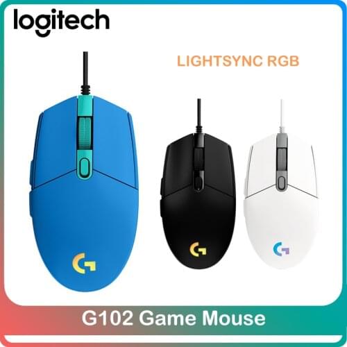 Logitech G102 LIGHTSYNC Gaming Mouse RGB Backlight 6 Buttons 8000 DPI USB Wired G102 2Gen Optical Mouse Gamer Mice For PC Laptop