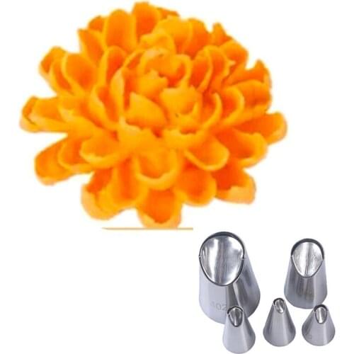 5pcs/set Flower Cream Pastry Nozzle Piping Nozzles DIY Fondant Cake Confectionery Nozzles Tips Icing Piping Decorating Tools