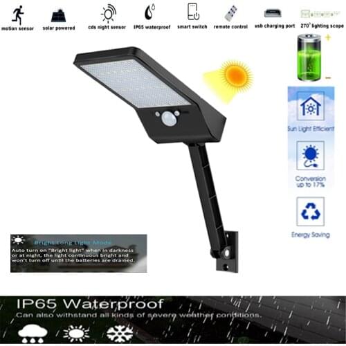 48 LED 800 LM Solar Lamp Human Body duction Wall Light 3 Modes Dimmable Outdoor Garden Yard Path with Remote Control ip65 S