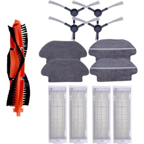 New 1pcs main brush & 4pcs hepa filter & 4pcs side brush &4pcs mop cloths for Xiaomi STYJ02YM Conga 3490 Vacuum Cleaner Parts