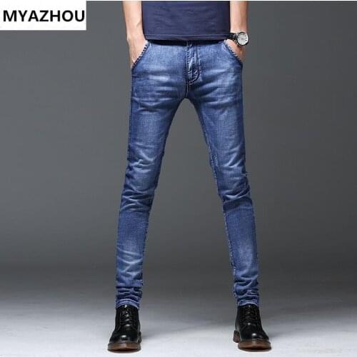 2019 New High Quality Stretch Jeans Fashion Mens Slim Skinny Jeans Mens Pencil Pants Casual Mens Jeans Brand Mens Clothing