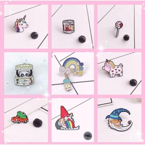 Rainbow Pig Frog Stick Candy Panda Enamel Pin Colorful badge brooch Lapel Denim Jeans shirt bag Graffiti type Gift for people