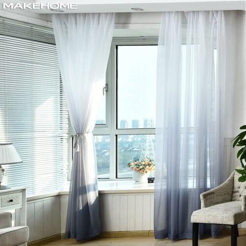 Gradient Color Modern Curtains for Living Room Bedroom Sheer Fabrics Voile Tulle Curtains Window Decoration Drapes