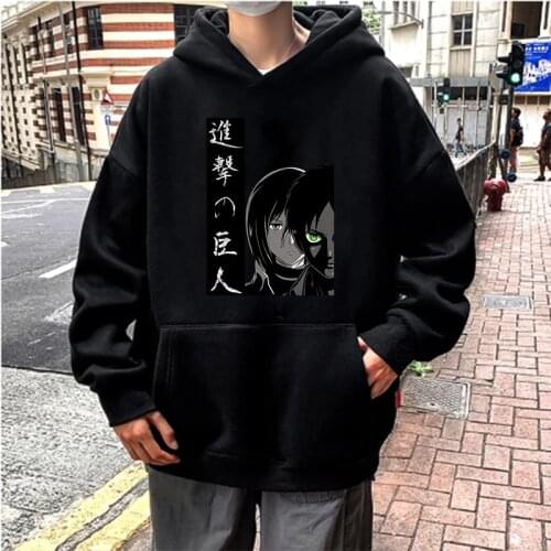 Attack On Titan Eren Japanese Anime Manga Print Hoodies Streetwear Men Cartoon Cool Sweatshirt Pullover Male Graphic Hoodies