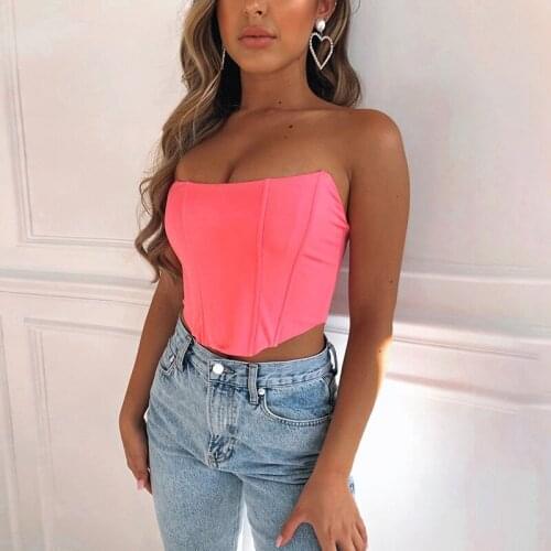 Sleeveless Off Shoulder Tops 2021 Summer Fashion Sexy Corset Crop Tops Vest Female Underwear Backless Bustier Hot sale