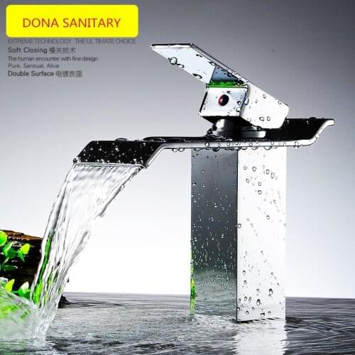 Smart Copper Single hole Bathroom Wash Sink Mixer Hot And Cold Waterfall Basin Water Faucet Mixer Dona4058