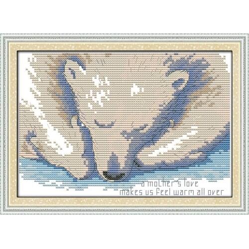 Everlasting Love Polar Bear (2) Chinese Cross Stitch Kits Ecological Cotton Stamped Printed 14CT 11CT DIY New Year Decorations