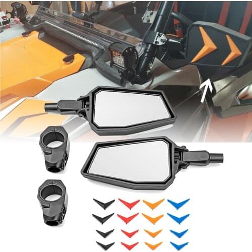 Universal For Polaris Honda Yamaha Can-Am Break Away Side Rear View Mirror Tempered Glass ABS Housing With Aluminum Clamp