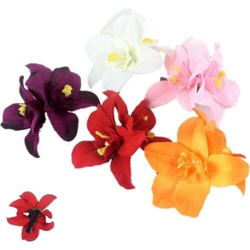 New Women Summer Bohemia Hairpin Lily Flower Hair Clip Hawaii Headpieces Wedding Headwear Holiday Hair Ornaments Accessories
