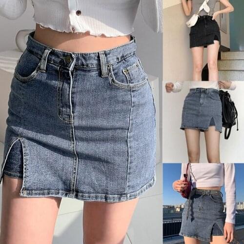 Womens New Style Small Split Jeans Skirt A-Line Skirt