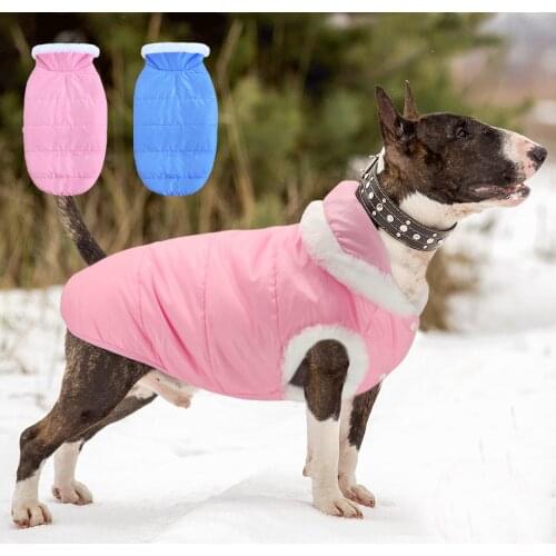 Winter Soft Large Dog Clothes Coat Warm Fleece Pet Clothing Jacket Dog Pet Clothes with Fur Collar for Medium Large Dogs Pitbull