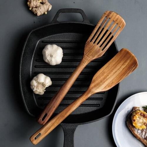 1Pc Non-stick Heat Resistant Wooden Spatula Kitchen Cooking Pan Scoop Long Handle Rice Shovel