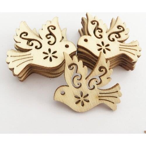 10pcs Unfinished Wooden Mini Small Tiny Wooden Embellishments, Scrapbooking Shapes for Christmas Wedding Party DIY Crafts