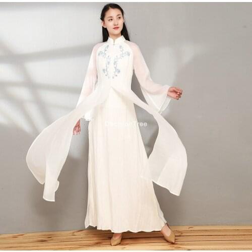 2021 vintage chinese traditional dress women chiffon long cheongsam qipao bride party hanfu style dress formal qipao dress
