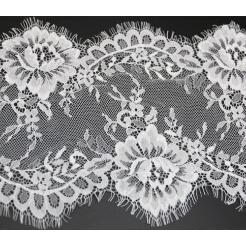 3 meters/lot) 20cm White Cotton Lace Fabric Voile Lace Trim Embroidered Wedding Dress Fabric Ribbon