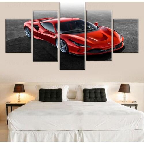 Canvas Art 5 Piece HD Pictures 2020 Ferrari F8 Tributo Poster Picture Wall Pictures for Living Room Wall Art Paint