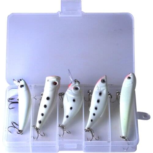 5PCS Fishing Lures Assorted In 1 Box Terminal Tackle Rod Reel Hard Lures Luminous VIB MINNOW Crankbait Pencil Popper Wobble