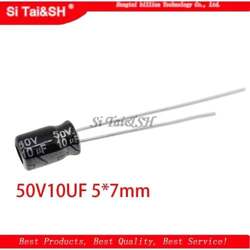 50PCS Higt quality 50V10UF 5*7mm 10UF 50V 5*7 Electrolytic capacitor