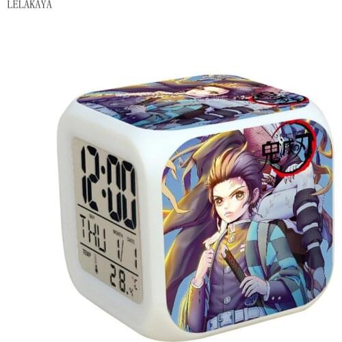 Anime Demon Slayer Kimetsu no Yaiba Clocks Kamado Tanjirou Nezuko Agatsuma Zenitsu Hashibira Inosuke LED Alarm Clock Figure Toys