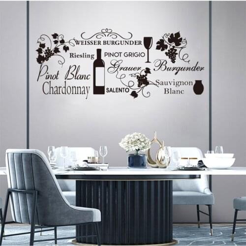White Wine Wall Sticker Vinyl Carving Removable Decal Art Mural Kitchen Bar Poster Original Fashion Home Decoration SP-165