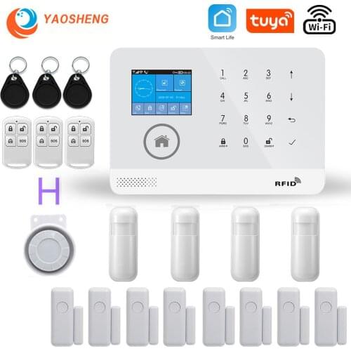 Wireless WIFI 3G GSM Home Security Alarm System For Tuya SmartLife APP With Motion Sensor Detector Compatible With Alexa&Google