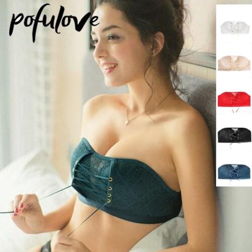 Women Sexy Bras Bra Strapless Push Up Underwear Wireless Seamless Lingerie Invisible Silicone Lace Female Brassiere