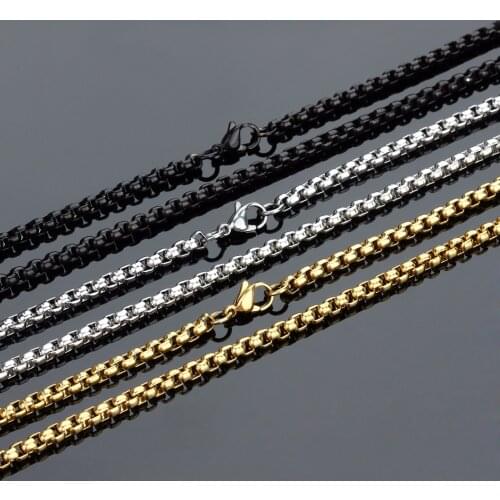 LOULEUR 316L Stainless Steel Chains Necklace for Men Wide 4mm Length 60cm With Lobster Clasp Chain for Pendant Jewelry Making