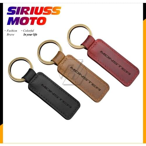 Motorcycle Cowhide Keychain Key Ring Case for Ducati 696 796 795 821 400 Monster Key