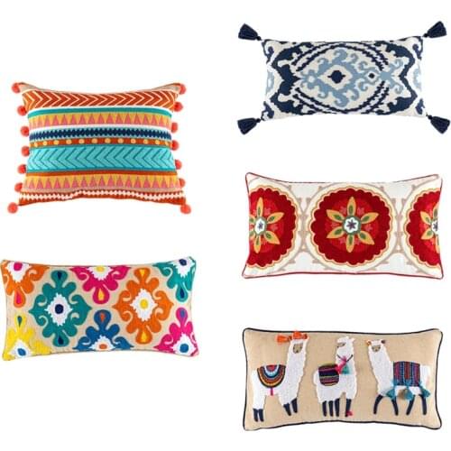 Boho Decorative Pillow Cover Comfy Tufted Cushion Case Geometric Cartoon Pattern Farmhouse Pillowcase for Couch Bedroom