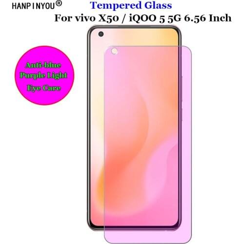 For vivo X50 / iQOO 5 5G 6.56" Anti blue Purple Light Ray Eye Care Tempered Glass 9H 2.5D Premium Screen Protector Film