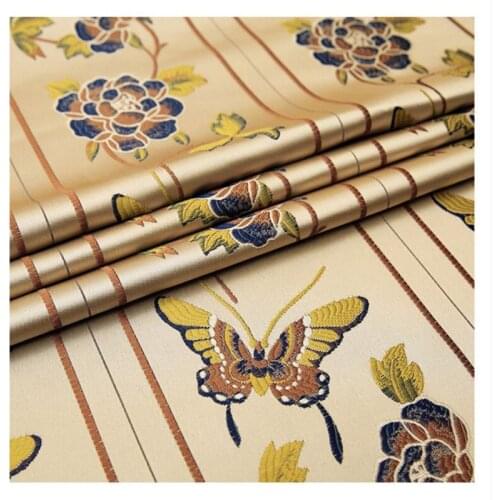 HLQON top grade yarn dyed brocade jacquard Butterfly flower fabric for dress cloths tissue patchwork suit sofa pillows cushion
