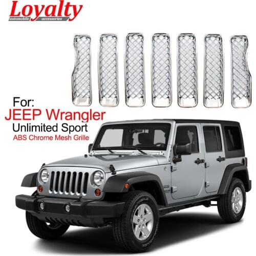 Loyalty ABS Chrome Grill for 2018 JEEP Wrangler Unlimited Sport Front Mesh Grille Cover Trim Car Accessories