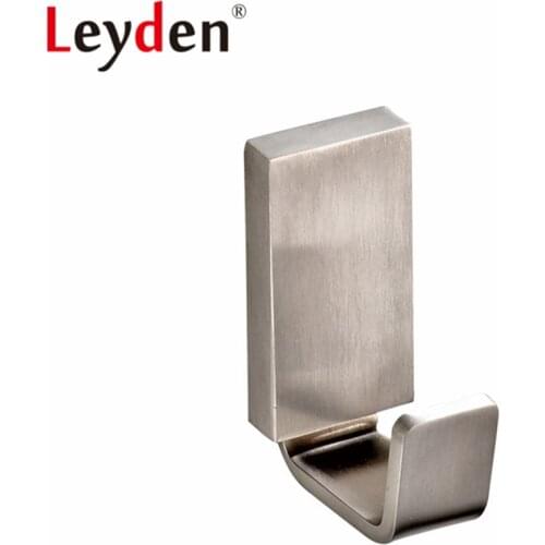 Leyden Single Square Clothes Hook Wall Mounted Modern Brushed Nickel Stainless Steel Coat Robe Hook Lavatory Bathroom Accessory