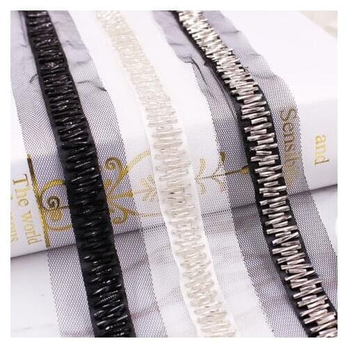50Yards 1.5cm Width Handmade Beading Trims Glass Beads Ribbon For Sewing Curtain Clothes Accessories Mesh Lace Decoration