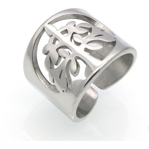 Hot Sale Fashion Women Female Color Gold Stainless Steel Plant Leaf Tree of Life Finger Rings Jewelry For Mothers Day Gift