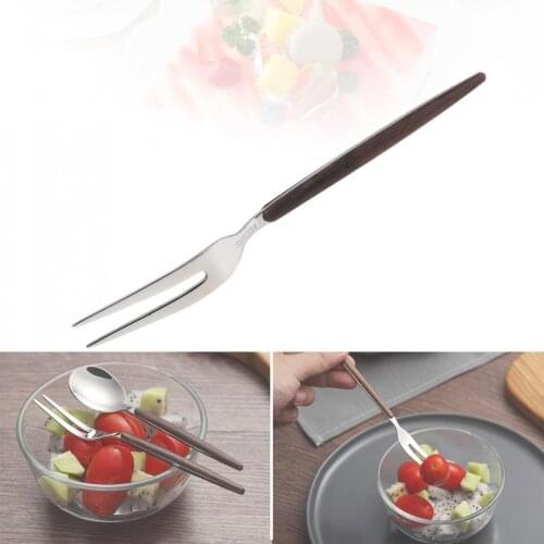 Small Exquisite Thickened Wood Grain Pattern 304 Stainless Steel Tableware Fruit Fork for Kitchen Food Tableware Dinnerware