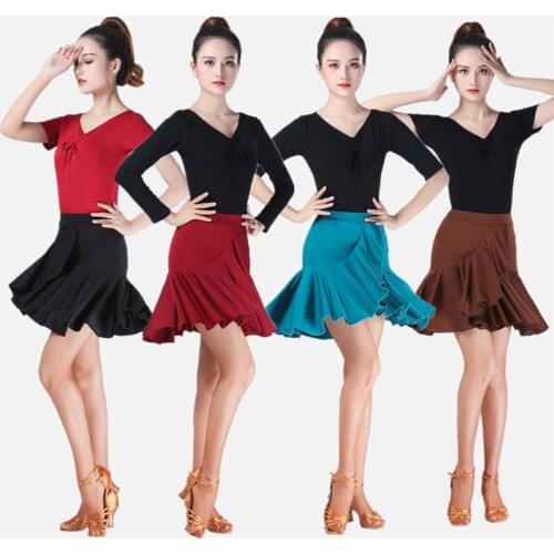 New Latin dance skirt female adult Tango Cha Cha Samba dance skirt performance ruffle skirt rumba Salsa practice clothes