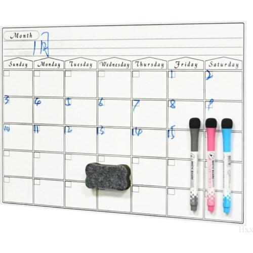 New Dry Erase Calendar for Fridge 3 Fine Tip Markers and Large Eraser with Magnets- Monthly Whiteboard for Refrigerator Wall