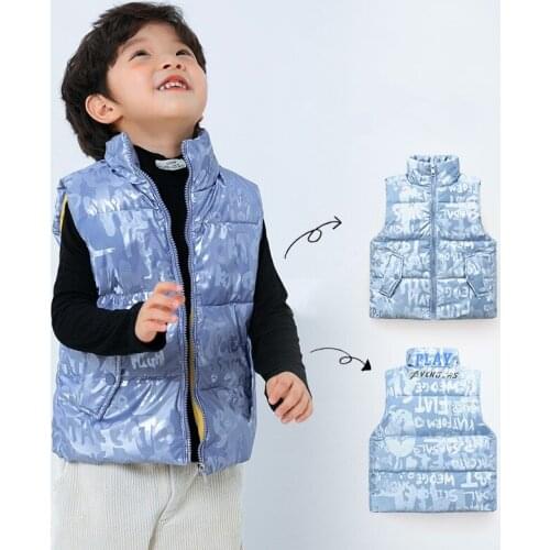 Autumn Winter Children Vests Coats Boys Girls Warm Waistcoats Little Child Letter Print Sleeveless Top Kids Vests Unisex 6 8 10Y