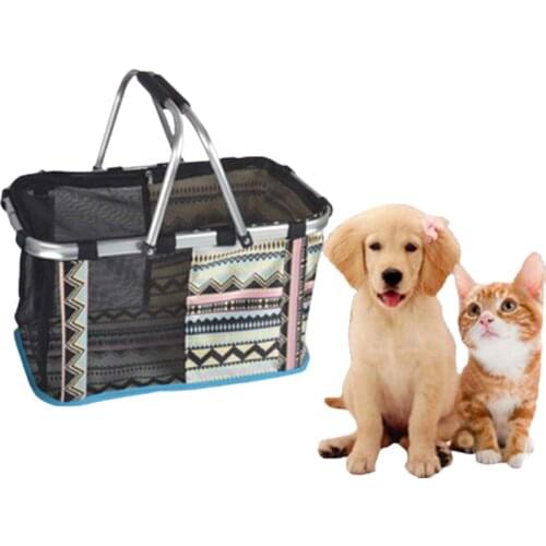 Puppy Basket Pet Portable Handbag for Traveling Airy and Perspective Breathable Mesh Design Solid and Wear-Resistant Convenient