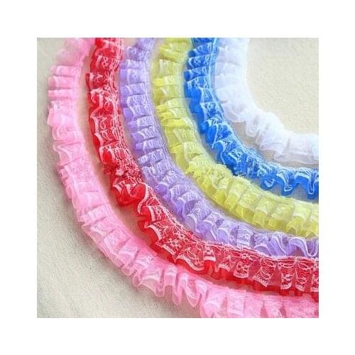 Multicolor organza ruffle lace trim DIY decoration clothing materials 10meters/lot