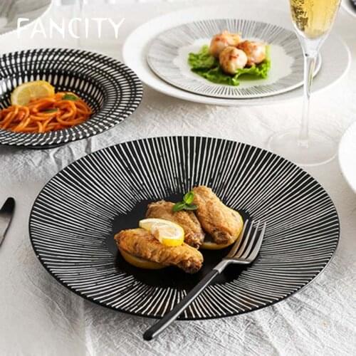 FANCITY Net Red High-end Steak Plate Western Plate Flat Plate Home Breakfast Plate Pasta Plate Nordic Tableware