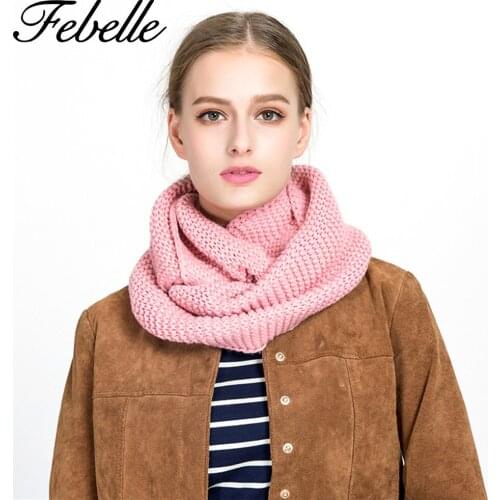 Febelle Knitted Snood Scarf Warm Winter Women Scarf Cashmere Sarf Infinity Scarves Neck Circle Ring Scarf for Girls