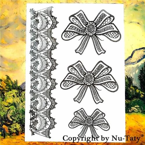 SHNAPIGN Black lace bow Temporary Tattoo Body Art Flash Tattoo Stickers 21*15cm Waterproof Car Styling Home Decor Wall Sticker
